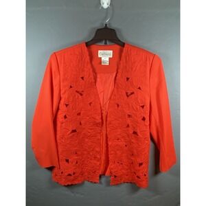 Vintage Carlucci Size 14W‎ Fall Floral Orange Blazer Jacket
